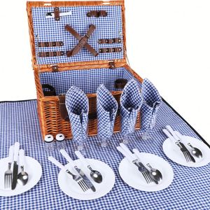 Artigianato di Raffreddamento Campeggio All'aperto Picnic Cesto di Vimini Per 4 - Product Image 4