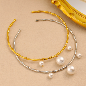 <span class=keywords><strong>Collier</strong></span> <span class=keywords><strong>ras</strong></span> du <span class=keywords><strong>cou</strong></span> avec pendentif perle exagéré <span class=keywords><strong>Collier</strong></span> en bambou réglable en acier inoxydable plaqué or 18 carats Tour <span class=keywords><strong>de</strong></span> <span class=keywords><strong>cou</strong></span> élégant pour <span class=keywords><strong>femme</strong></span> - Product Image 2