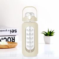 Bouteille d'eau Offre Spéciale de 74oz 2,2 L avec paille et poignée Bouteille d'eau étanche avec marqueur de temps de motivation avec manchon en silicone