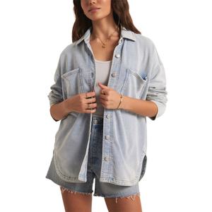 Camisas de Manga Larga para Mujer, Personalizadas, Extra Grandes, Color Azul Claro, Estilo Casual, Lavadas, Cómodas y Transpirables, para Otoño - Product Image 3