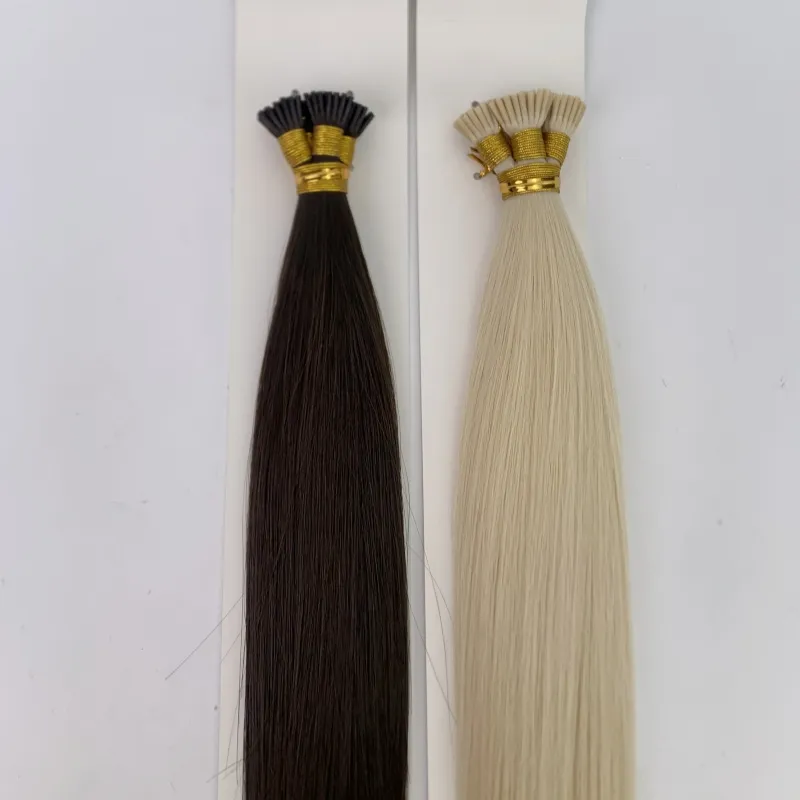 Emeda #1001 blonde color i tips human hair extensions double drawn keratin russian hair