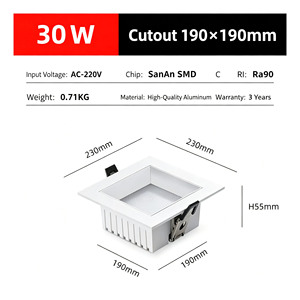Eingelassener Quadratischer Blendfreier <span class=keywords><strong>LED</strong></span>-Downlight Aluminium <span class=keywords><strong>LED</strong></span>-Spot für Kommerzielle Innenbeleuchtung - Product Image 4