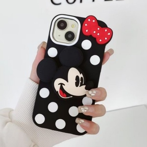 Coque de téléphone en silicone motif chat mignon 3D avec nœud papillon et Mickey pour iPhone 17 Air, 16, 15 Pro Max, 14, 13 – Vente en gros - Product Image 4