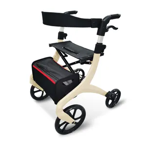 Bliss tıbbi taşıma katlanır alüminyum haddeleme Rollator Walker yaşlı yetişkinler için hafif koltuk