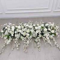 Weiße Kaskaden-Kunstblumen-Girlande Lange Hängende Seidenrosen-Tischblumenreihe Hochzeitsgang Sofa-Blumen