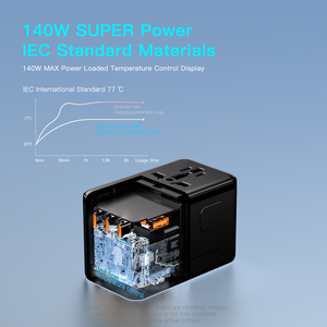 OULIYO 140W Carga súper rápida 4 puertos Adaptador <span class=keywords><strong>de</strong></span> viaje universal mundial Personalización <span class=keywords><strong>de</strong></span> fábrica 1 USB y 3 <span class=keywords><strong>cargador</strong></span> <span class=keywords><strong>de</strong></span> viaje <span class=keywords><strong>tipo</strong></span> C - Product Image 4