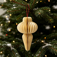 Nouvelles décorations de Noël en forme de gourde vintage de 15 cm, en papier épais doré, 5 styles, ornements suspendus en nid d'abeille