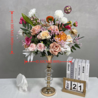 DKB Hochwertige Realistische Seidenrosen-Blumenarrangements Romantische Rosa Künstliche Blumenkugel und Kranz Heimdekoration-Set