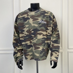 Heavyweight Camo axit rửa đồ họa cổ điển in ấn Drop Vai Waffle Áo sơ mi quá khổ tùy chỉnh nhiệt Mens Áo nỉ - Product Image 4