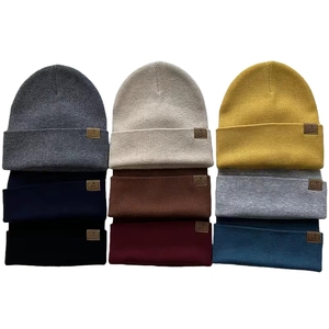 맞춤형 메리노 울 혼방 리브 니트 커프드 비니 모자 겨울 토보건 투크 캡 로고 포함 남녀 공용 - Product Image 5