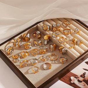 yunnique Geometric Stainless Steel <b>Ring</b> Vacuum Gold Plated 18k Women's Fashion Party Jewelry - Product Image 4