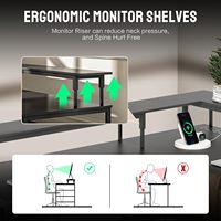 Meja Komputer Reversibel untuk Kantor di Rumah dengan Dudukan Monitor, Lampu LED Sudut, Meja Gaming Bentuk L dengan Soket dan Port USB