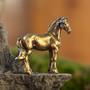 Patung Kuda Keberuntungan Cina dari Kuningan, Figur Feng Shui dan Patung untuk Dekorasi Rumah - Product Image 6