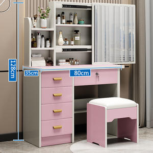 Esquina Rosa chica francesa tocador moderno tocador Panel madera exportación <span class=keywords><strong>maquillaje</strong></span> tocador <span class=keywords><strong>con</strong></span> <span class=keywords><strong>espejo</strong></span> y cajones para dormitorio - Product Image 5