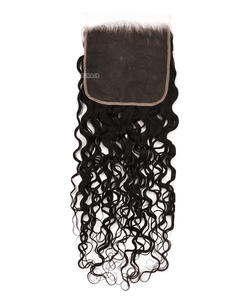 6*6 estilo de onda de agua HD Cierre de encaje Remy grado virgen cabello humano brasileño máquina de tejer doble trama 8 pulgadas onda Natural - Product Image 3