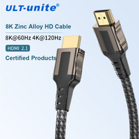 ULT-unite Câble HDMI 2.1v tressé plaqué or 1m, ultra haute vitesse 8K/4K 120Hz/60Hz pour moniteur et haut-parleur