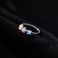 Bague en argent sterling 925 plaqué or rose avec opale de forme géométrique, bijoux pour femmes