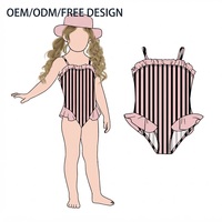 Little Glow Kid Grosir Pakaian Renang Anak Perempuan Model Ruffle Mewah untuk Musim Panas, Cocok untuk Berenang di Pantai