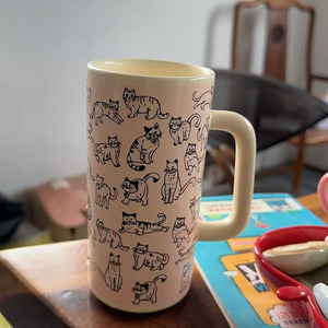 Caneca de Cerâmica Grande Capacidade com Desenho de Casal de Gatos Fofos para Café da Manhã, Café e Leite para Meninas - Product Image 5
