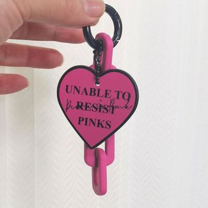 Customizable Wholesale Black and pink Heart-shaped Leather Ins Style Women's Style Acrylic <b>Key</b> <b>Chain</b> for Car Pendant Woman Gift - Product Image 3