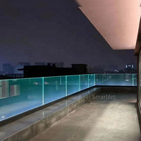 Système de balustrade en verre trempé sans cadre SMARTART PVD noir, extérieur/intérieur, 10 mm, 12 mm, certifié CE, OEM ODM