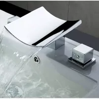 AMAXO Mitigeur de baignoire couleur chrome Robinets de baignoire en laiton à double poignée cubique Robinet de baignoire douche