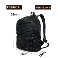 Sac à dos en cuir PU clouté style punk, sac à dos pour ordinateur portable 14,9 pouces, imperméable, mode féminine, style streetwear, sac à dos de jour en polyester pour hommes et femmes