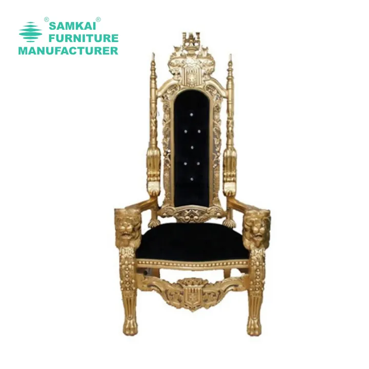 Pabrik SK-GWY-C002 grosir murah emas pernikahan Royal King Throne kursi untuk Queen grosir