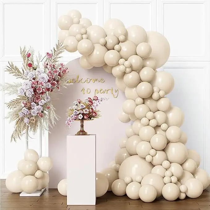 102pcs 18 12 10 5 inches sand white party Balloons Arch Garland Kit decorations set balloon set for birthday party decorations