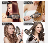 Brosse à air chaud professionnelle 1000W 110/240V, 3 réglages de chaleur, poils en nylon, sèche-cheveux démêlant pour la maison et le salon