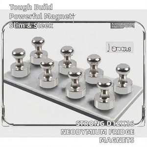Imanes de neodimio metálicos D12x16, fuertes, para nevera, pizarrón, clavijas magnéticas plateadas, hebilla magnética/clavo para uso en refrigeradores - Product Image 2