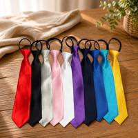 Cravate à fermeture éclair pré-nouée en polyester pour garçons, réglable, multicolore, pour l'école, les fêtes, la première communion, cadeau