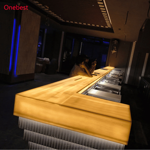 Comptoir de bar modulaire <span class=keywords><strong>LED</strong></span> lumineux et étanche en Corian blanc, surface solide, mobilier de bar en pierre illuminé - Product Image 3