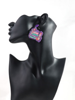 Boucles d'oreilles pendantes en acrylique, cœur romantique, papillon rose, à paillettes colorées, thème livre et bijoux, pour la Journée de la lecture et cadeau créatif pour la Journée des enseignants