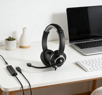 Casque de jeu filaire à suppression active du bruit (ANC) avec chargement Type-C, position réglable, cordon de 2 m en PU – Vente directe usine