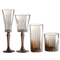 Amberkleurige gekleurde vintage vaatwasserbestendige wijnglazen ombre restaurant herfst oogst dankzegging catering bulk