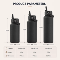 Bouteille d'hydratation pour la gym, grande capacité 32oz 40oz, impression personnalisée, bouteille d'eau isotherme avec paille et poignée, sans BPA