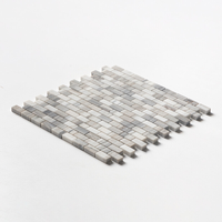 Mosaïque murale intérieure en marbre blanc de Carrare, finition polie, motif cannage moderne, épaisseur 8 mm, pour chambres d'hôtel et villas