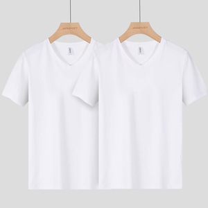 T-shirts personnalisés pour hommes en 95% coton et 5% élasthanne, col en <span class=keywords><strong>V</strong></span>, respirants, 180g, impression de logo, grandes tailles, t-shirts surdimensionnés pour hommes - Product Image 4