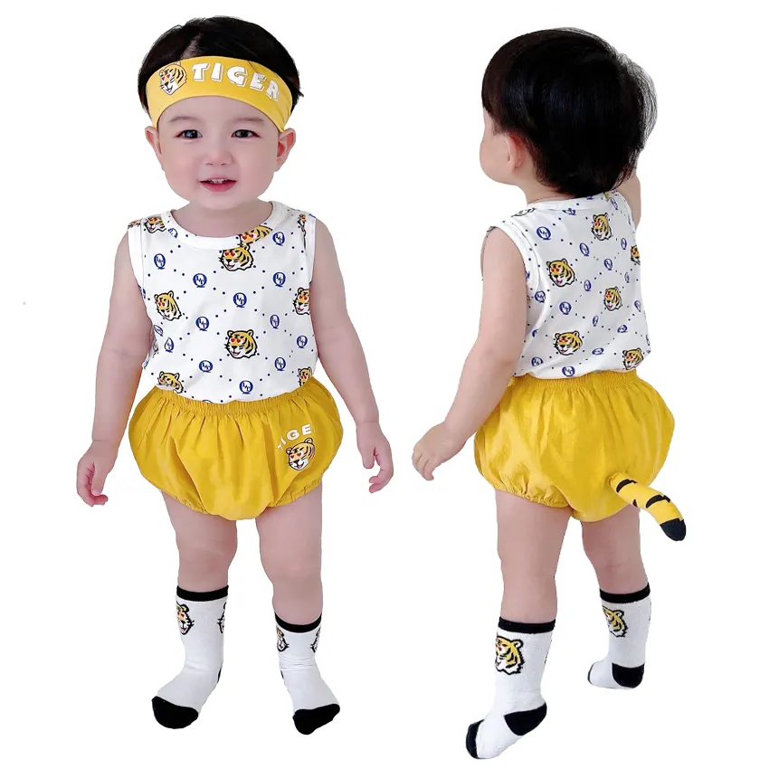 Atacado Unisex Baby Summer Clothes Meninos Meninas Animal Print Outfit Baby 2 Peças Vestuário Set