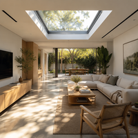 Fenêtre de toit coulissante rétractable en alliage d'aluminium étanche, motorisée, pour véranda en verre, villa, sur mesure