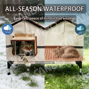 CanboPet Wasserdichtes Beheiztes Katzennest Outdoor Faltbares Geschütztes Haustier-Katzenbett Erhöht - Product Image 4