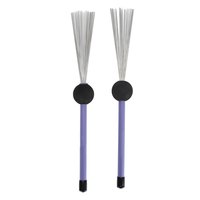 Lot de 2 brosses de batterie rétractables en fil d'acier à haute teneur en carbone pour instruments de percussion