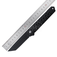 Couteau de survie pliable tactique à lame pointue Tanto en aluminium oxydé noir pour le camping