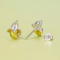 925 Sterling Zilver Leuke Banaan Stud Oorbellen Emaille Geel Fruit Oorbellen voor Vrouwen Meisjes Grappige Emotie Party Geschenken SCE2010