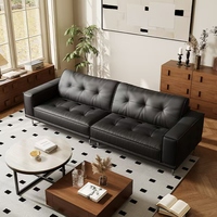 Ensemble de canapés 3 places en cuir véritable de qualité supérieure - Design capitonné minimaliste pour salon, appartement et hôtel