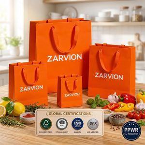 Bolsas de Papel Kraft Reciclado Ecológicas con Asas de Cuerda de Algodón, Impresión Personalizada para Entrega de Alimentos, Comida para Llevar, Empaque para Restaurantes - Product Image 1