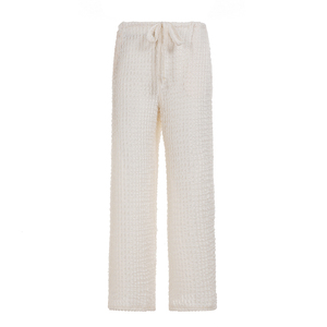 Pantalon en tricot décontracté à la coupe ample, style vacances, avec dentelle texturée, pour femmes - Product Image 6