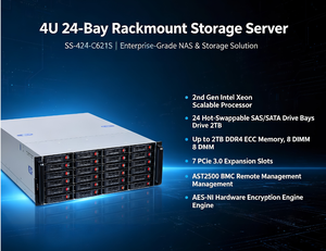 4U Rackmount NAS-Speicherserver, 2. Generation Intel Xeon Scalable, <span class=keywords><strong>24</strong></span> HDD-Einschübe, 8 DIMM bis zu 2TB - Product Image 3