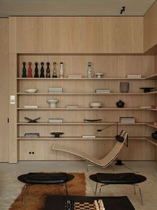 Minimalist Plywood <strong>Open</strong> Grid <strong>Shelf</strong> Cabinet Custom Built-in Wall Storage <strong>Unit</strong> for Modern Interior Design - Product Image 4
